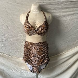 Vintage style high waist leopard bikini